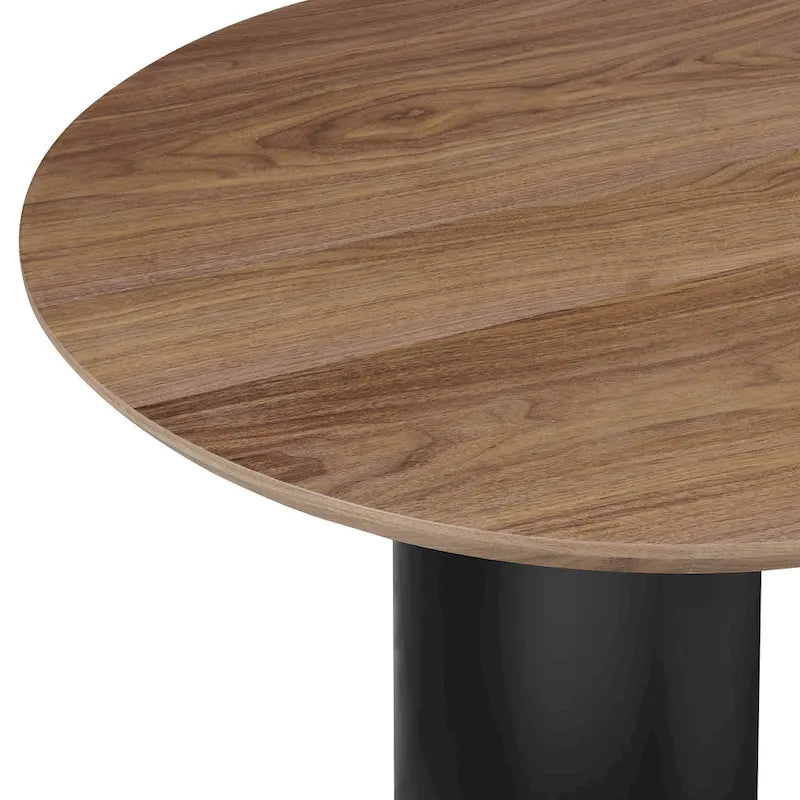 Table à manger ovale avec plateau en placage de noyer et pieds en demi-cercle de style moderne
