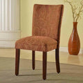 Chaise de salle à manger tapissée Paisley Damask avec pieds en bois de cerisier, orange