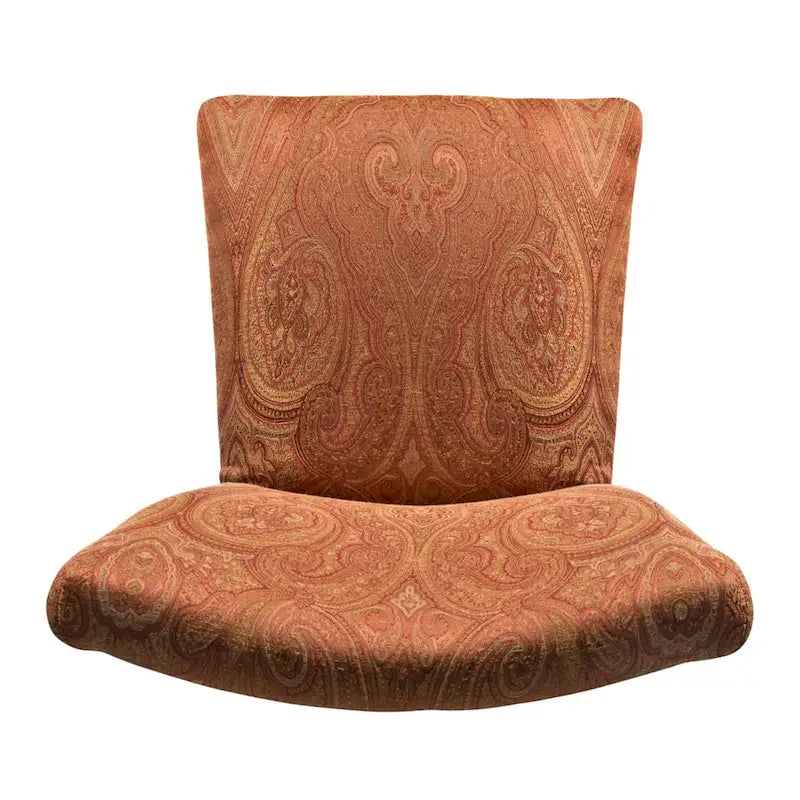 Chaise de salle à manger tapissée Paisley Damask avec pieds en bois de cerisier, orange
