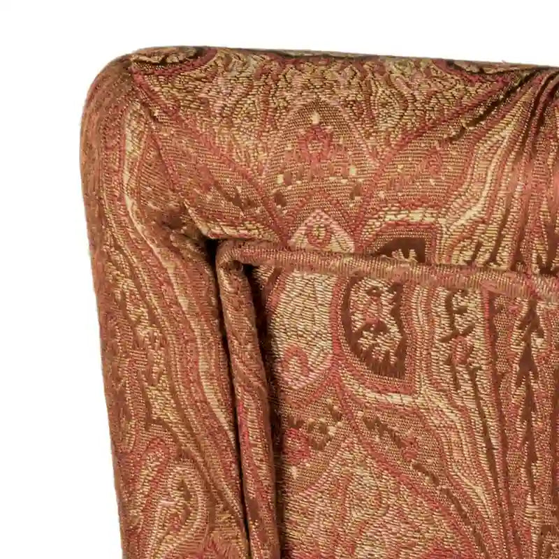 Chaise de salle à manger tapissée Paisley Damask avec pieds en bois de cerisier, orange