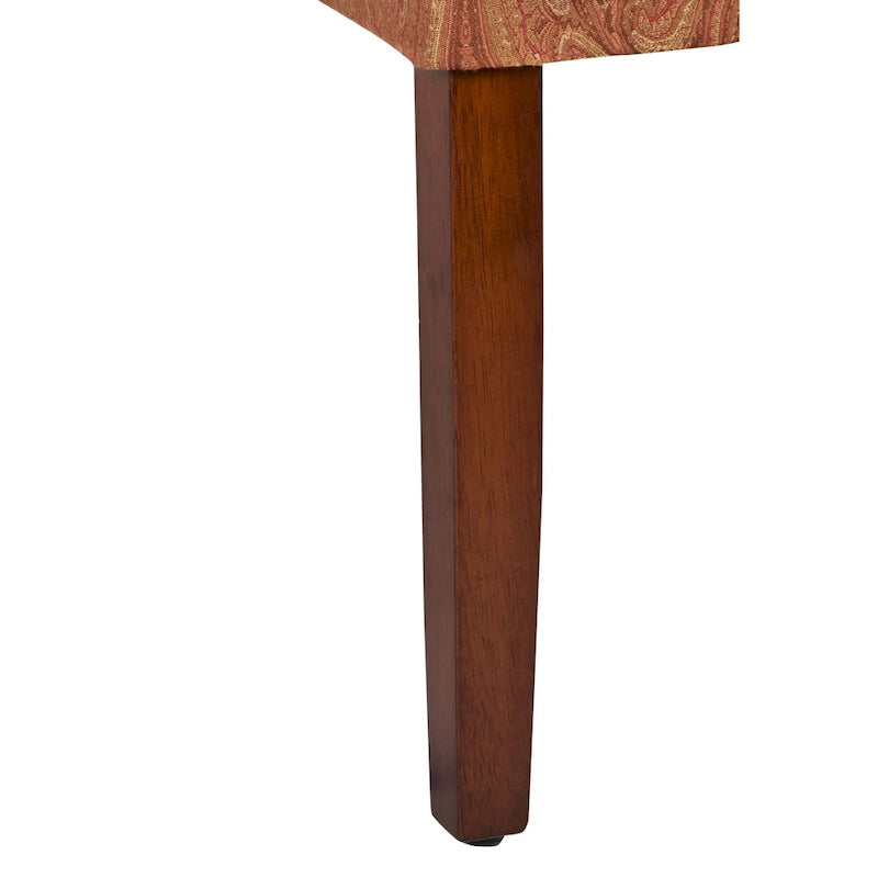 Chaise de salle à manger tapissée Paisley Damask avec pieds en bois de cerisier, orange