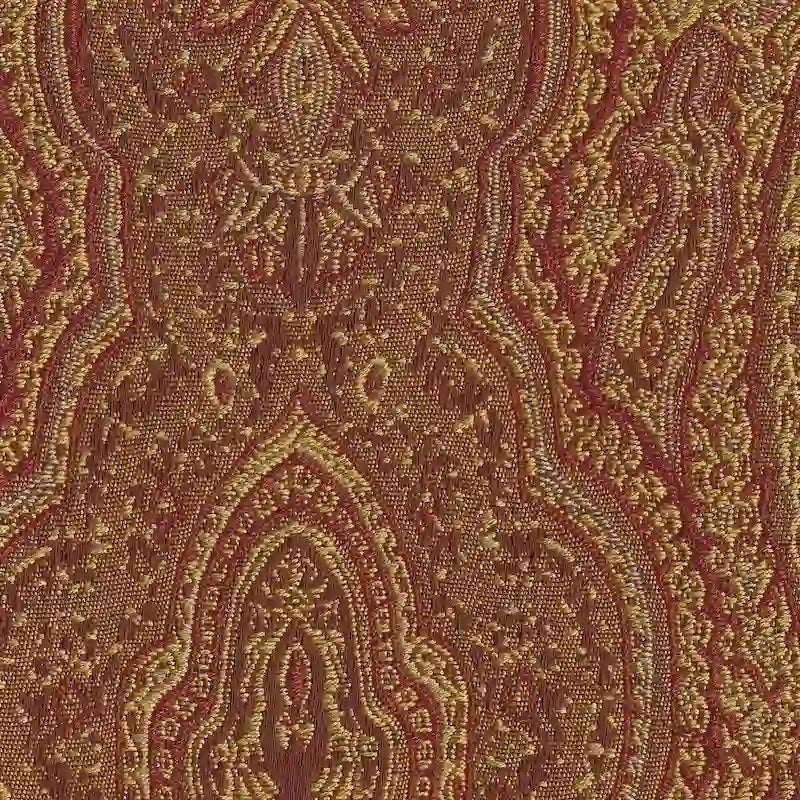 Chaise de salle à manger tapissée Paisley Damask avec pieds en bois de cerisier, orange