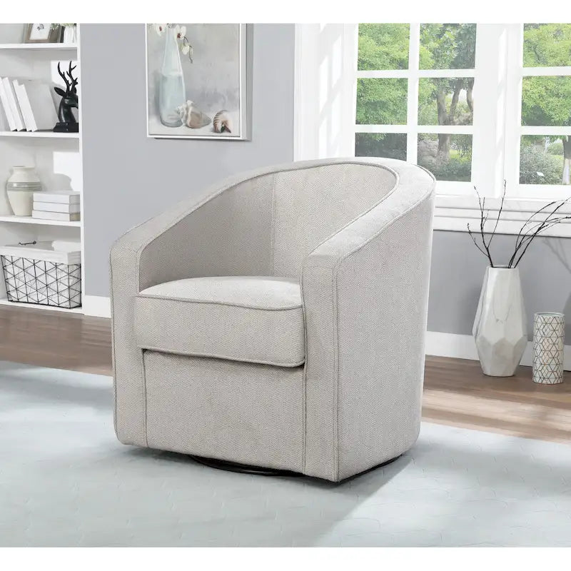 Fauteuil d'appoint pivotant rembourré avec rotation à 360° Gris et Tan