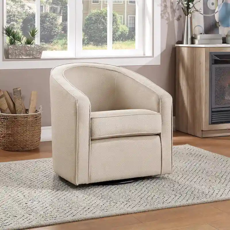 Fauteuil d'appoint pivotant rembourré avec rotation à 360° Gris et Tan