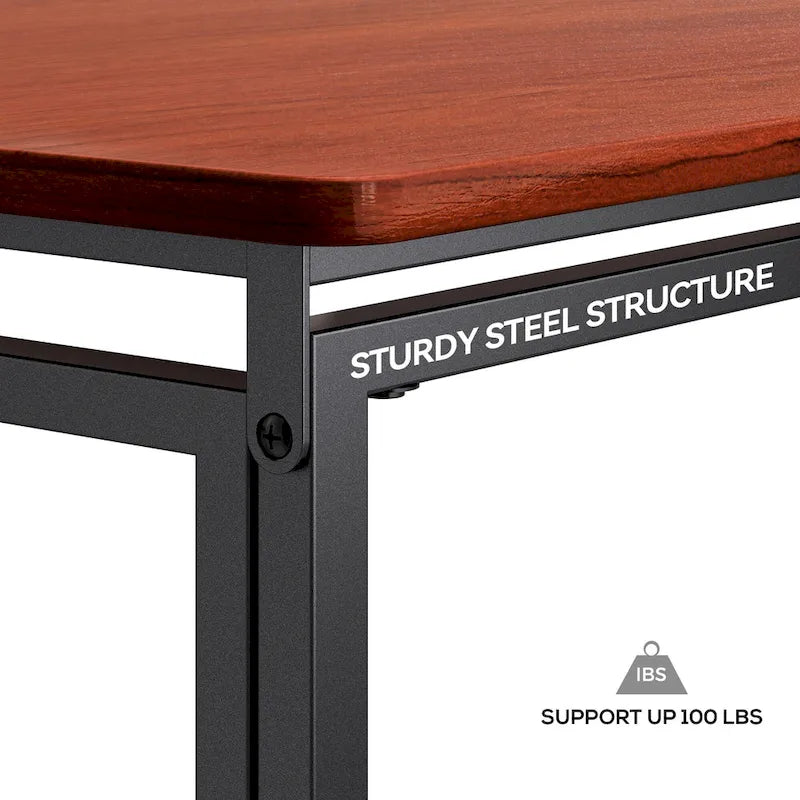 Bureau pliable plateau bois marron piètement métal noir