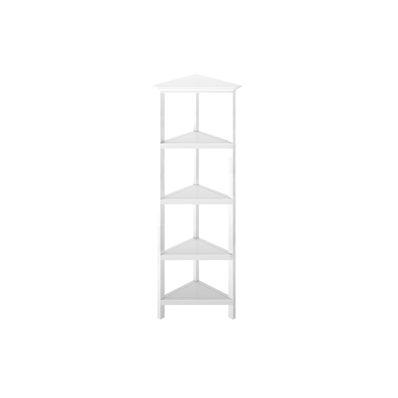 Étagère d'angle haute en bois 4 tablettes blanc Unité de rangement fixe