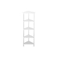 Étagère d'angle haute en bois 4 tablettes blanc Unité de rangement fixe