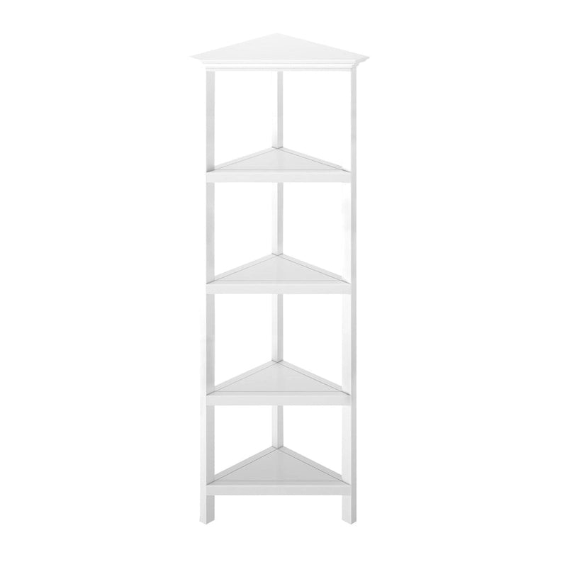 Étagère d'angle haute en bois 4 tablettes blanc Unité de rangement fixe
