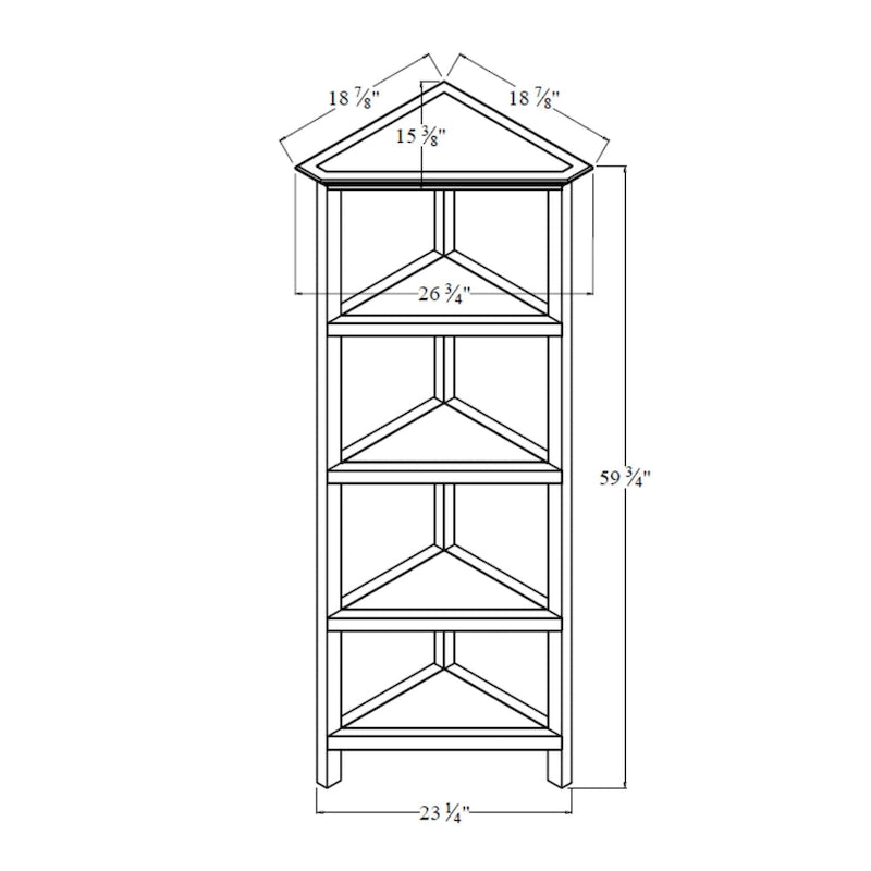 Étagère d'angle haute en bois 4 tablettes blanc Unité de rangement fixe