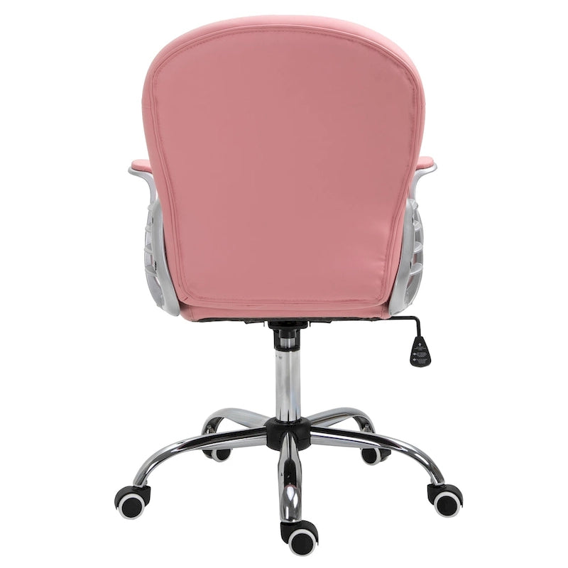 Chaise de bureau capitonnée en similicuir avec roulettes pivotantes et accoudoirs réglables, noir, rose, gris
