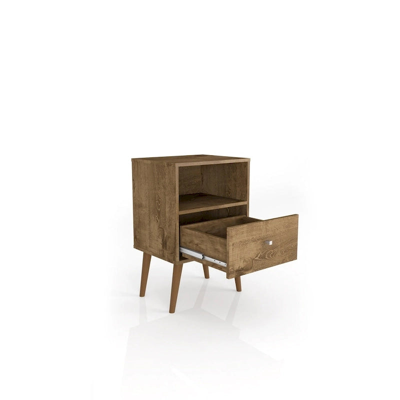 Table de chevet en bois de style Mid-century moderne avec tiroir simple et niche ouverte