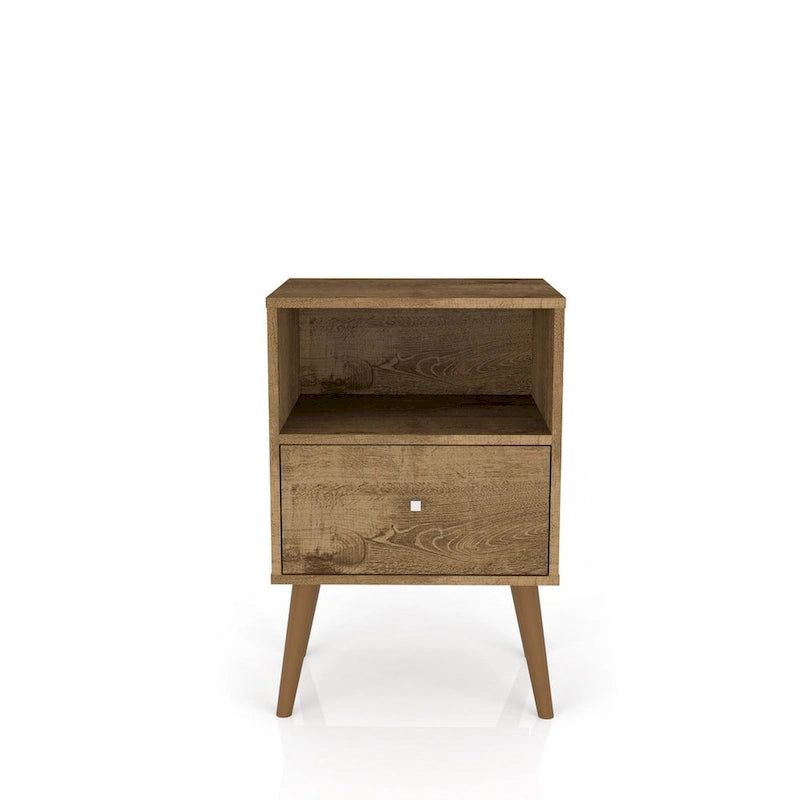 Table de chevet en bois de style Mid-century moderne avec tiroir simple et niche ouverte