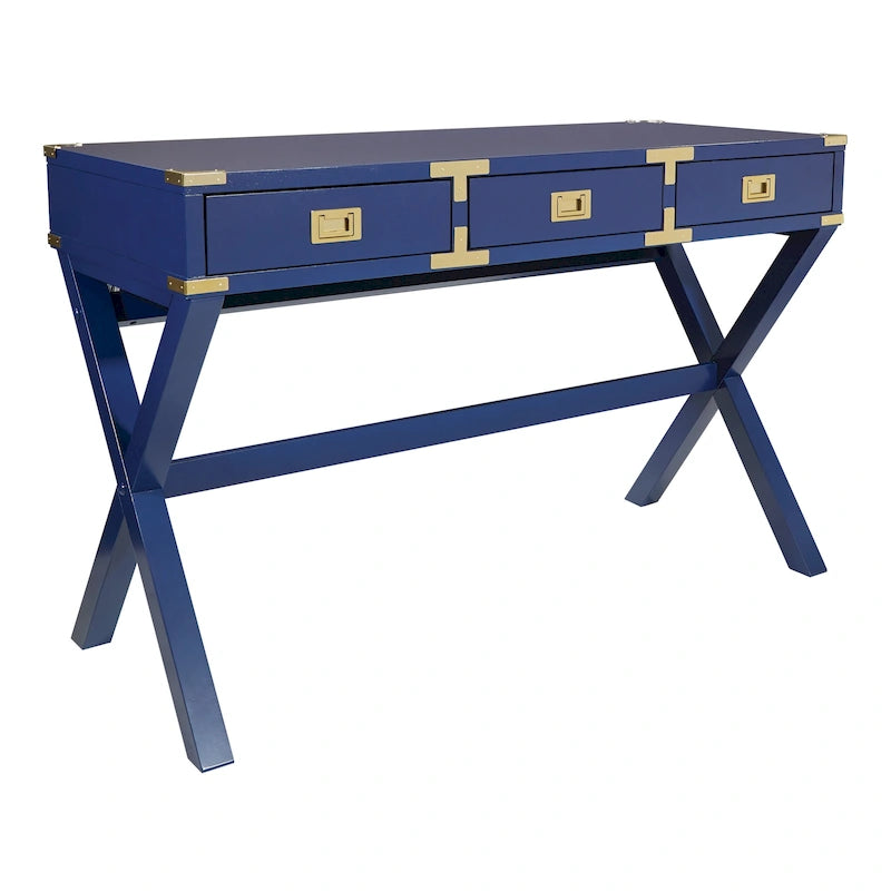Bureau de style vintage avec 3 tiroirs et multiprise intégrée