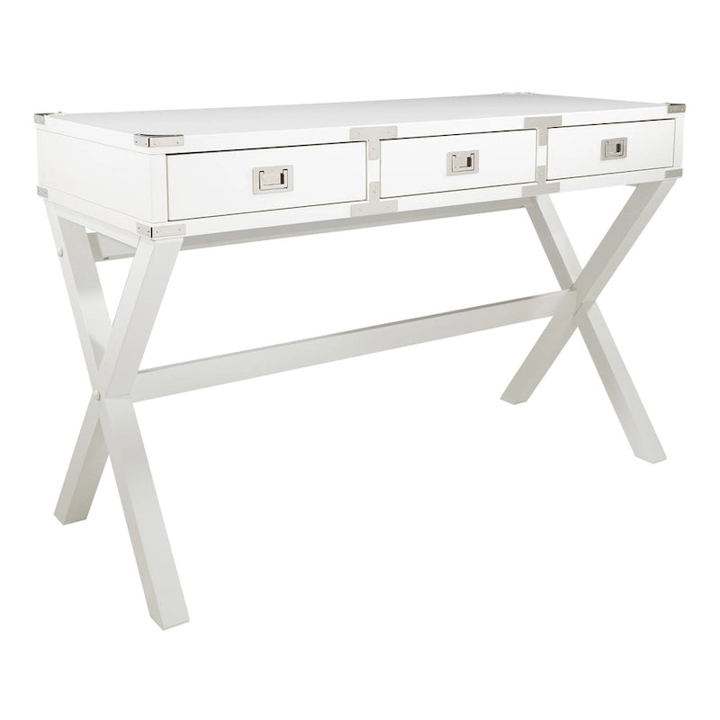 Bureau de style vintage avec 3 tiroirs et multiprise intégrée