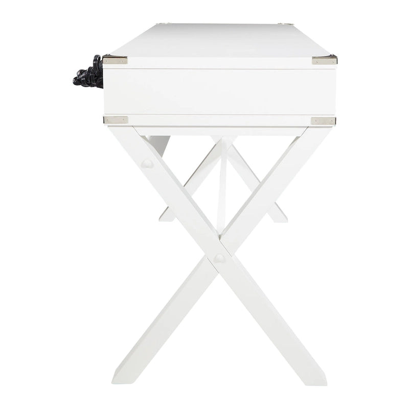 Bureau de style vintage avec 3 tiroirs et multiprise intégrée