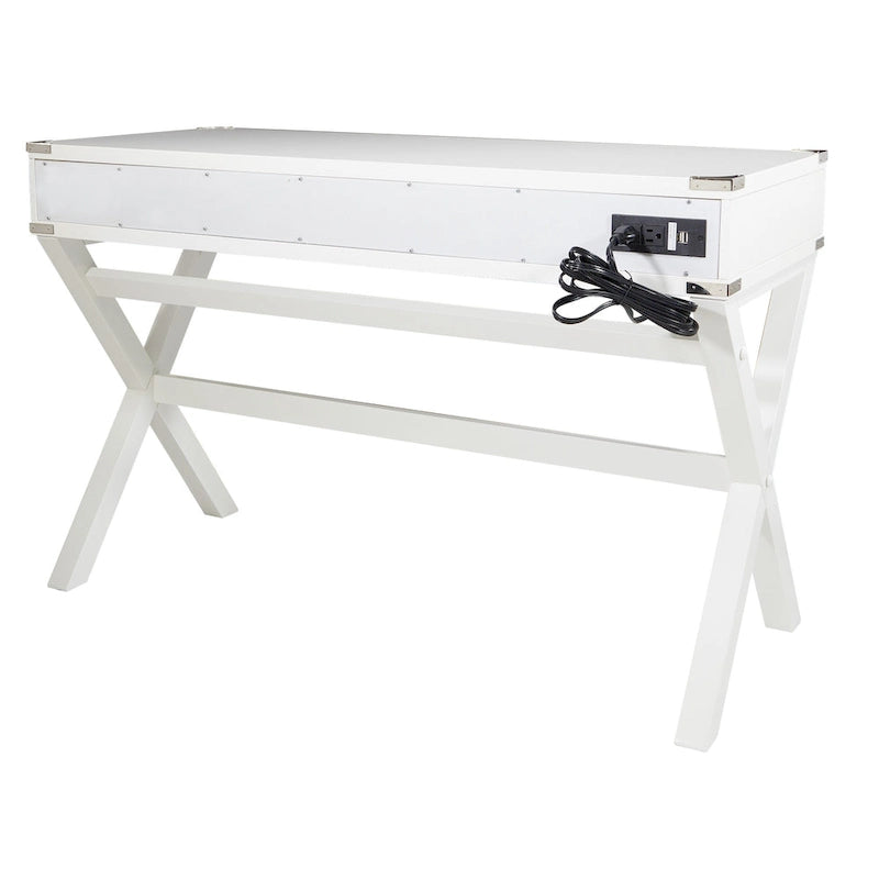 Bureau de style vintage avec 3 tiroirs et multiprise intégrée