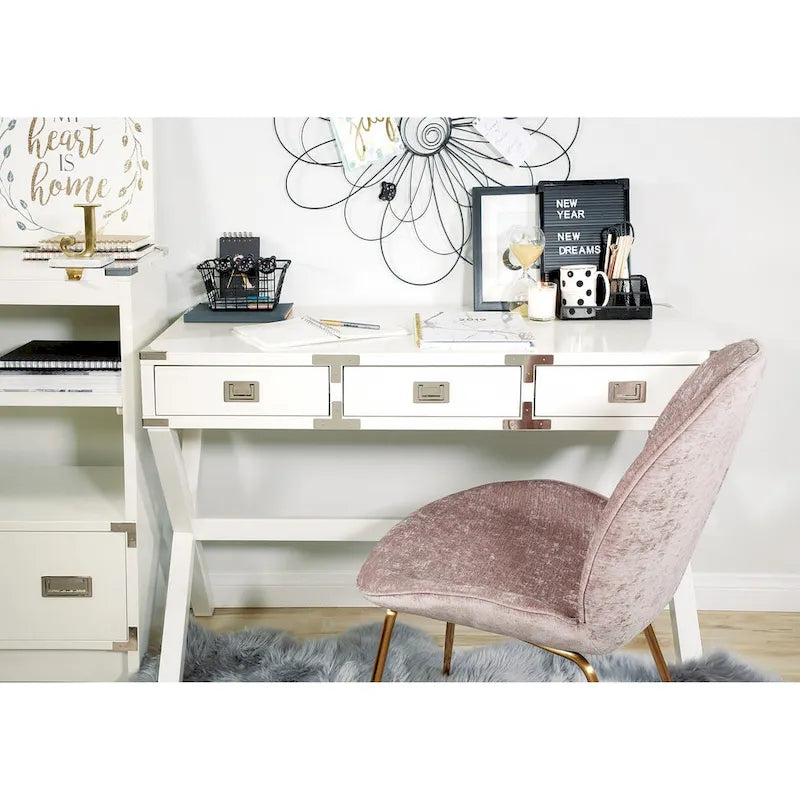 Bureau de style vintage avec 3 tiroirs et multiprise intégrée