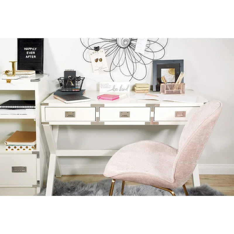 Bureau de style vintage avec 3 tiroirs et multiprise intégrée