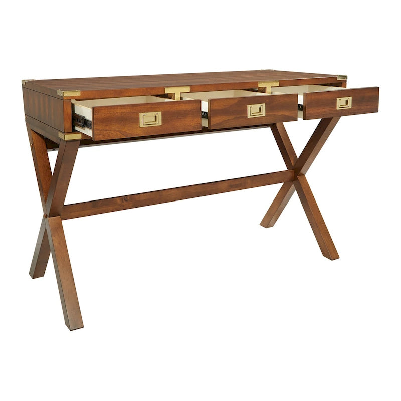 Bureau de style vintage avec 3 tiroirs et multiprise intégrée