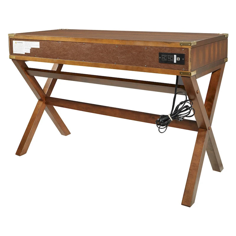 Bureau de style vintage avec 3 tiroirs et multiprise intégrée