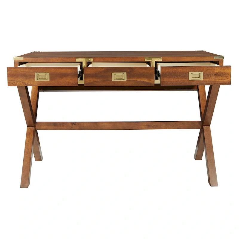 Bureau de style vintage avec 3 tiroirs et multiprise intégrée