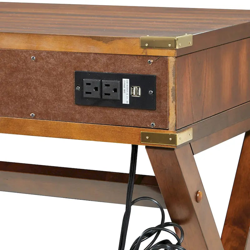 Bureau de style vintage avec 3 tiroirs et multiprise intégrée