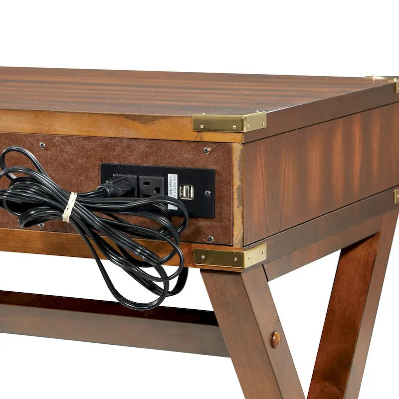 Bureau de style vintage avec 3 tiroirs et multiprise intégrée