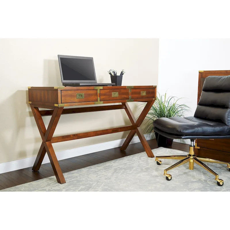 Bureau de style vintage avec 3 tiroirs et multiprise intégrée