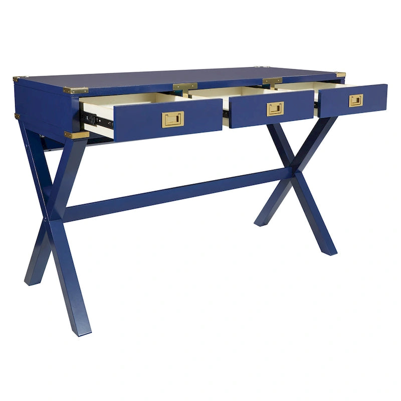 Bureau de style vintage avec 3 tiroirs et multiprise intégrée