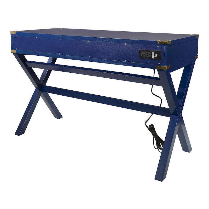 Bureau de style vintage avec 3 tiroirs et multiprise intégrée