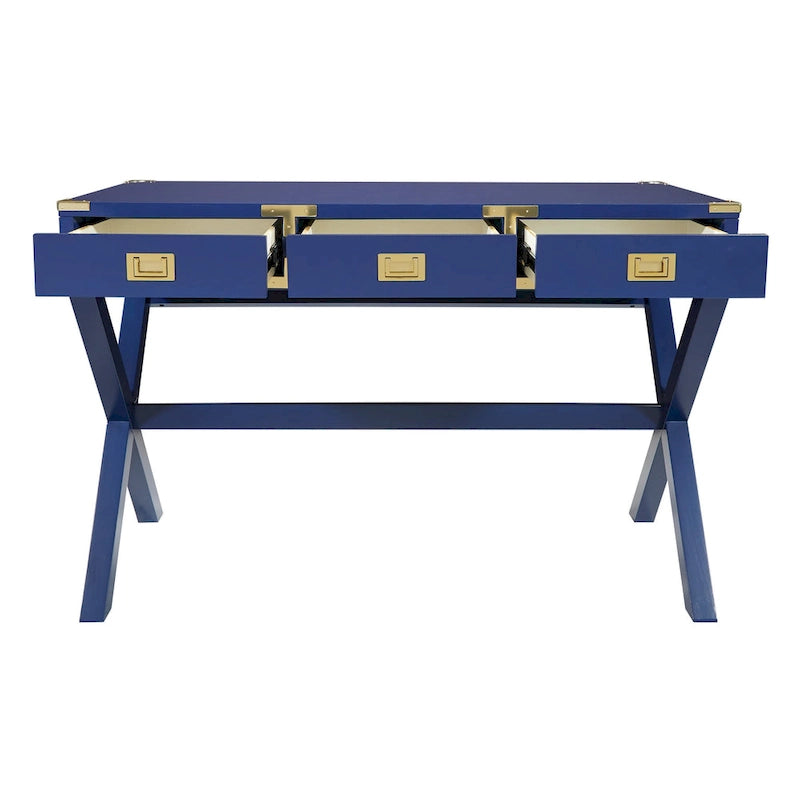 Bureau de style vintage avec 3 tiroirs et multiprise intégrée