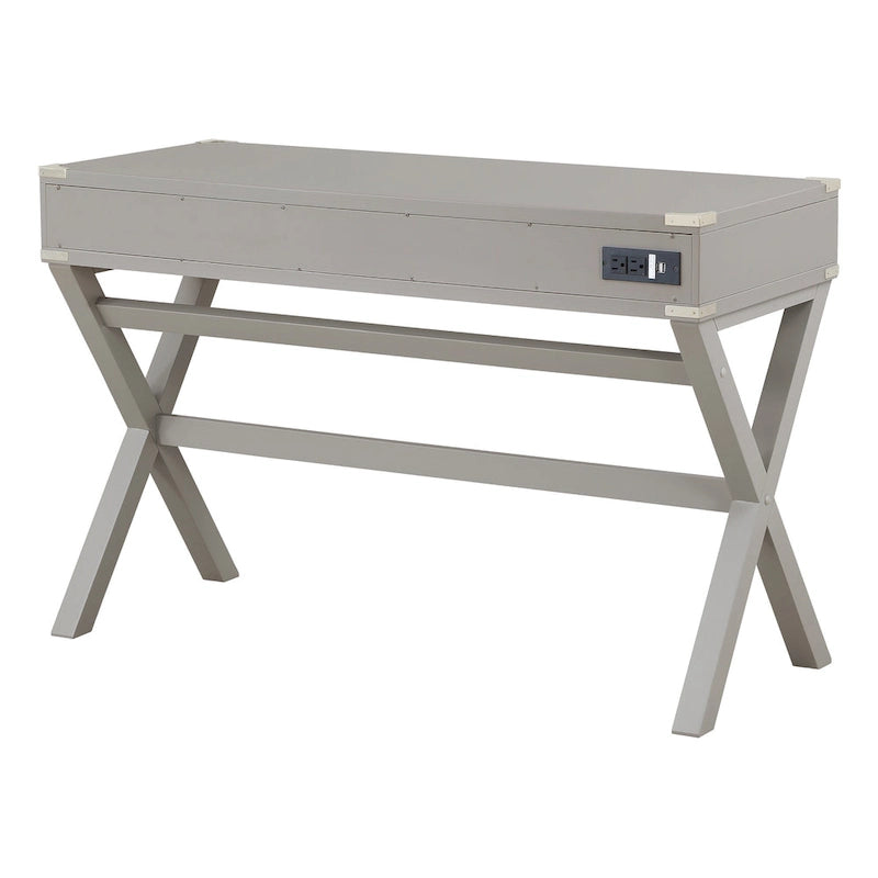 Bureau de style vintage avec 3 tiroirs et multiprise intégrée