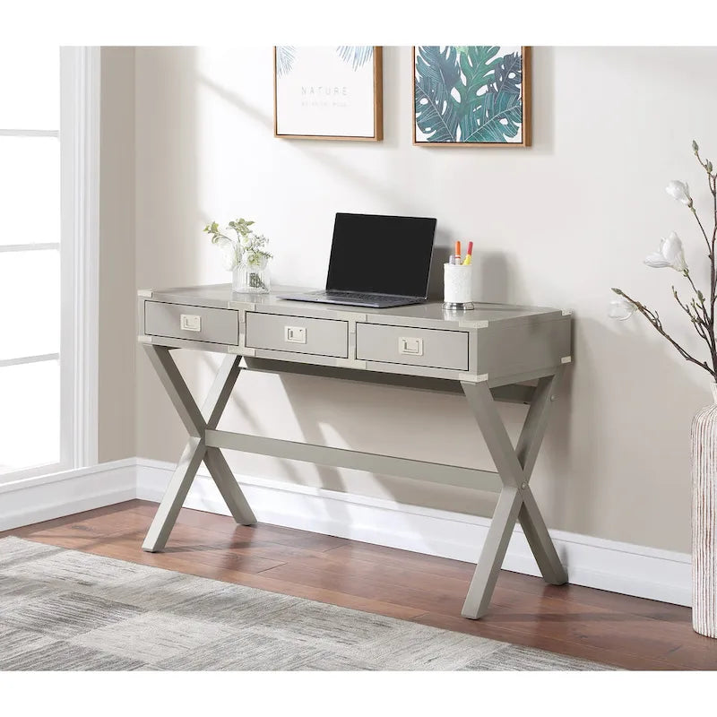 Bureau de style vintage avec 3 tiroirs et multiprise intégrée