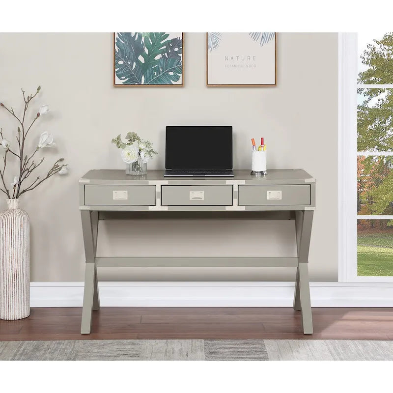 Bureau de style vintage avec 3 tiroirs et multiprise intégrée