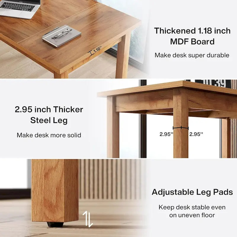 Bureau d'ordinateur de style rustique en noyer de 180 cm pour bureau à domicile
