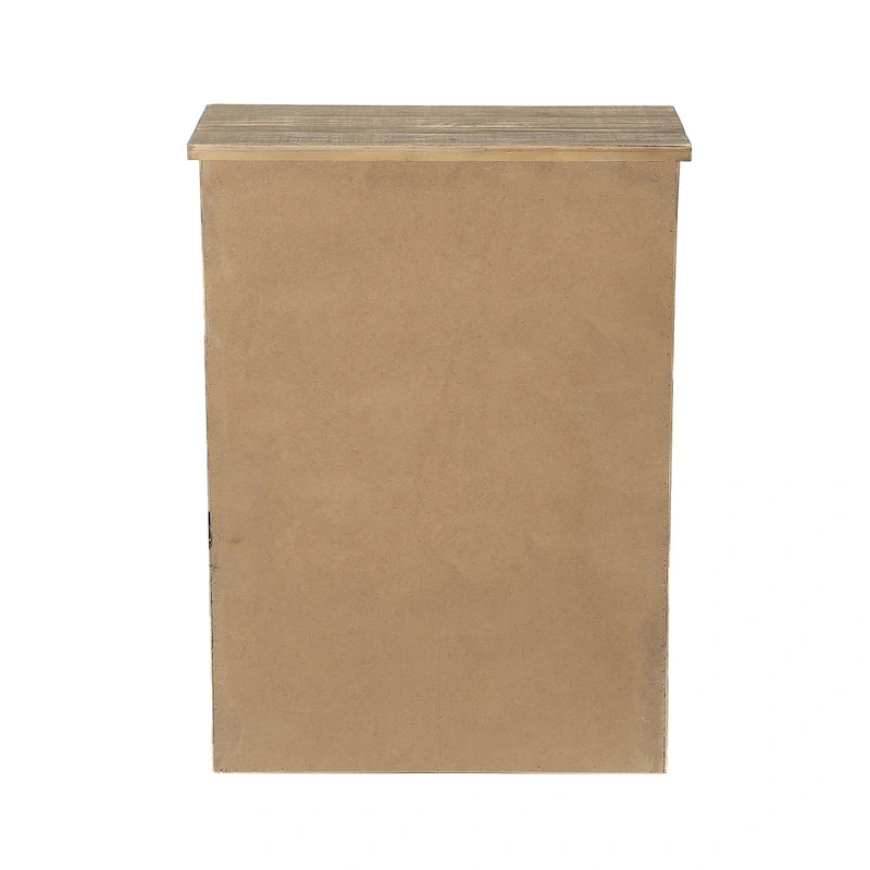 Meuble de rangement marron rustique avec porte coulissante de style grange et deux tiroirs