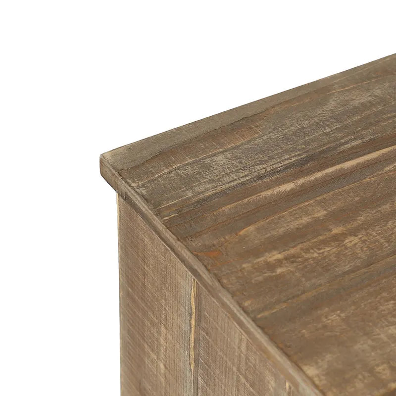 Meuble de rangement marron rustique avec porte coulissante de style grange et deux tiroirs