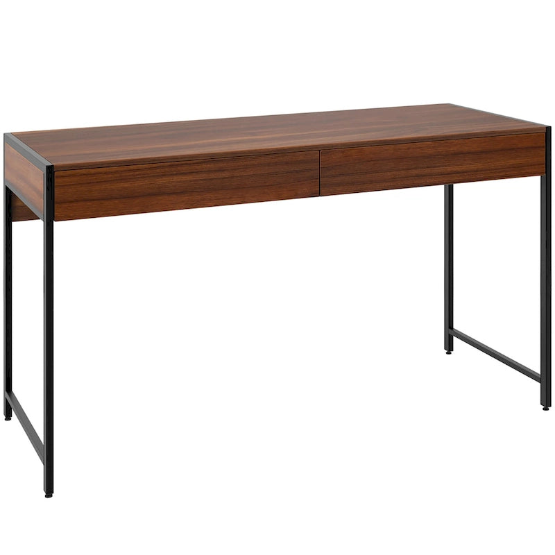 Bureau informatique en bois avec 2 tiroirs et cadre en acier, multicolore