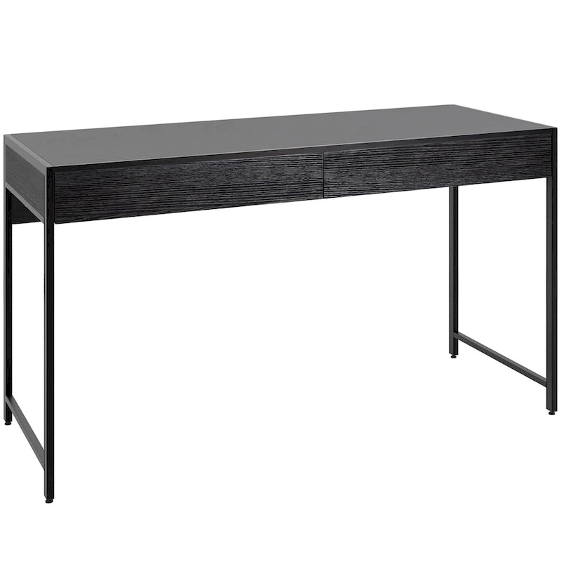 Bureau informatique en bois avec 2 tiroirs et cadre en acier, multicolore