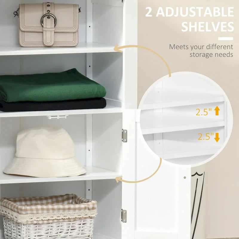 Meuble bas de salle de bain blanc avec double porte et étagères réglables