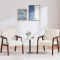 Fauteuil d'appoint rembourré avec cadre en bois massif blanc bleu marron