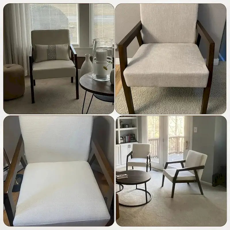 Fauteuil d'appoint rembourré avec cadre en bois massif blanc bleu marron