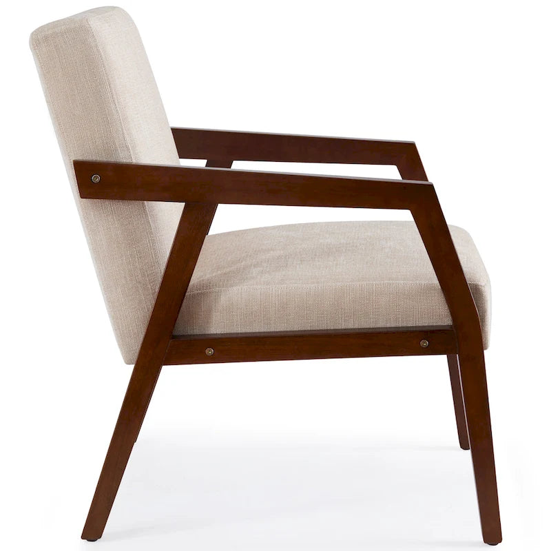 Fauteuil d'appoint rembourré avec cadre en bois massif blanc bleu marron