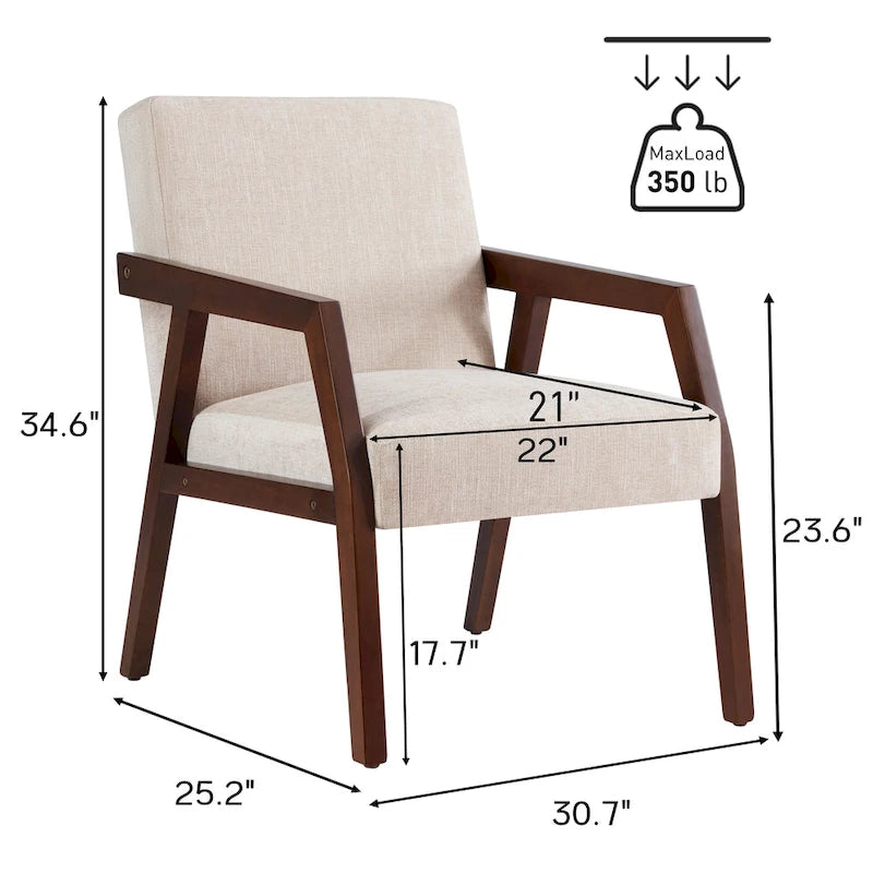 Fauteuil d'appoint rembourré avec cadre en bois massif blanc bleu marron