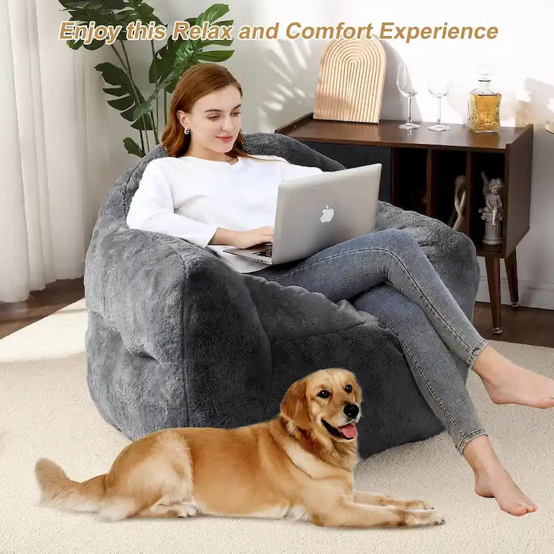 Pouf géant moelleux avec remplissage en mousse à mémoire de forme