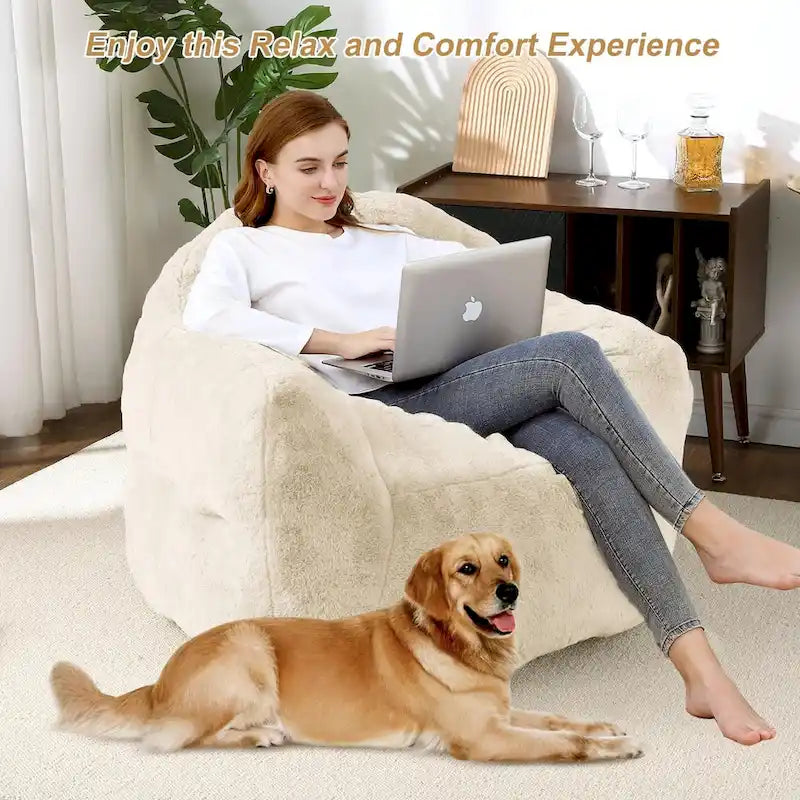 Pouf géant moelleux avec remplissage en mousse à mémoire de forme