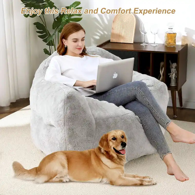 Pouf géant moelleux avec remplissage en mousse à mémoire de forme