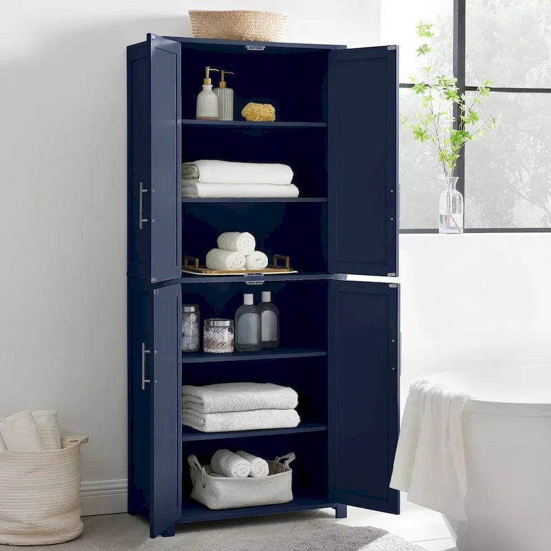 Meuble de cuisine haut de style shaker bleu marine avec étagères réglables