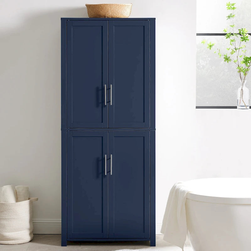 Meuble de cuisine haut de style shaker bleu marine avec étagères réglables