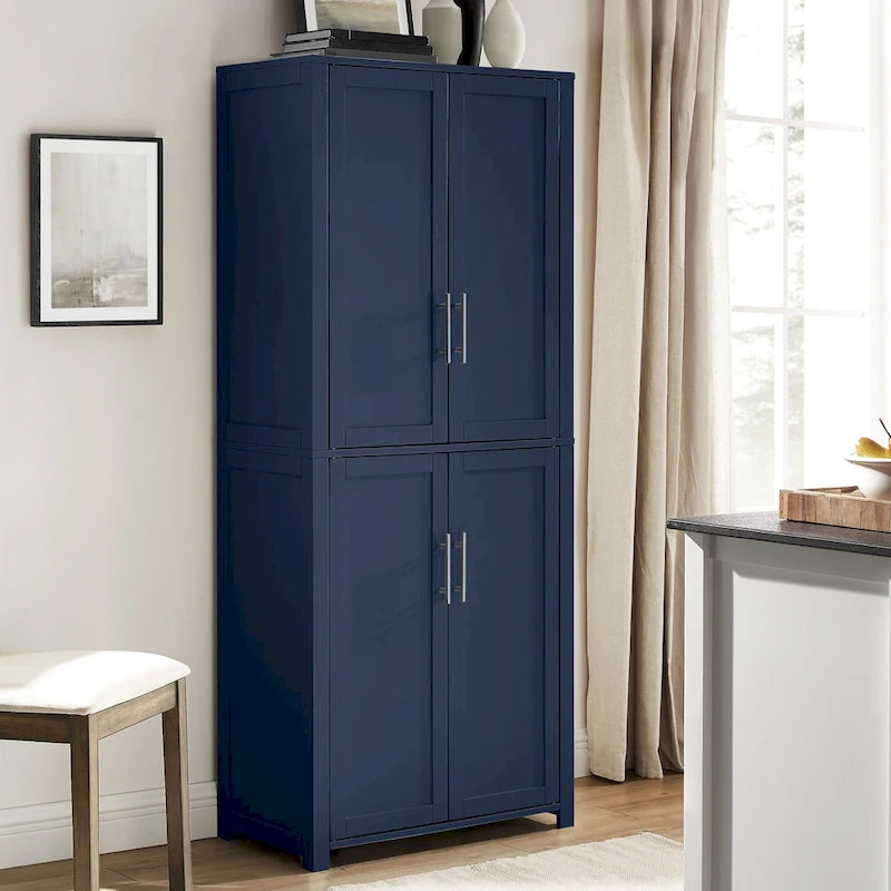 Meuble de cuisine haut de style shaker bleu marine avec étagères réglables